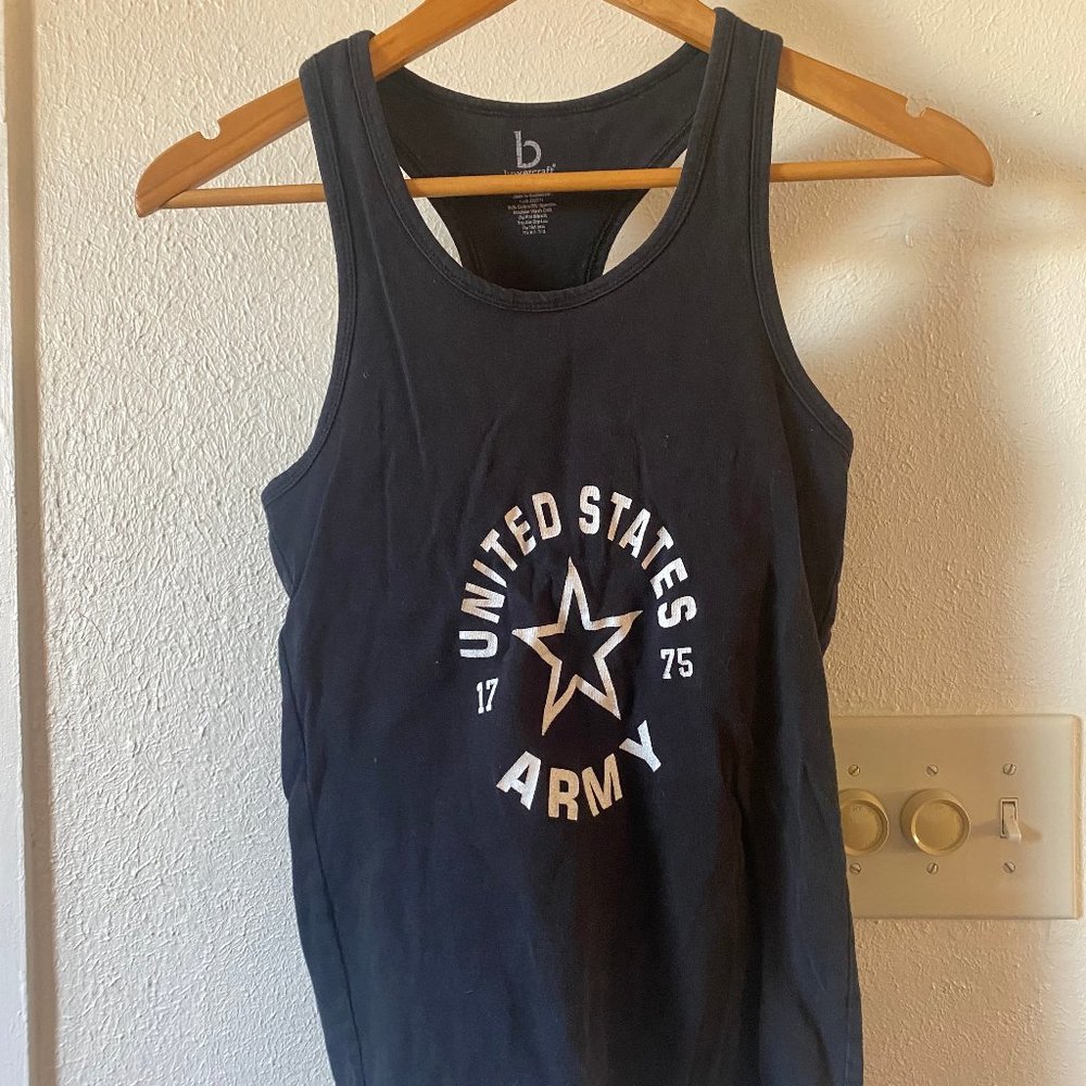 US Army Black Tank top with built in bra